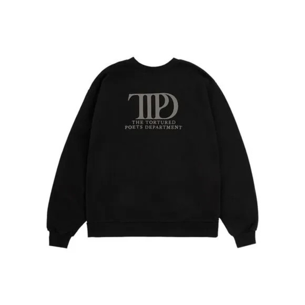 Taylor Swift The Tortured Poets Department TTPD Black Crewneck Sweatshirt Size M